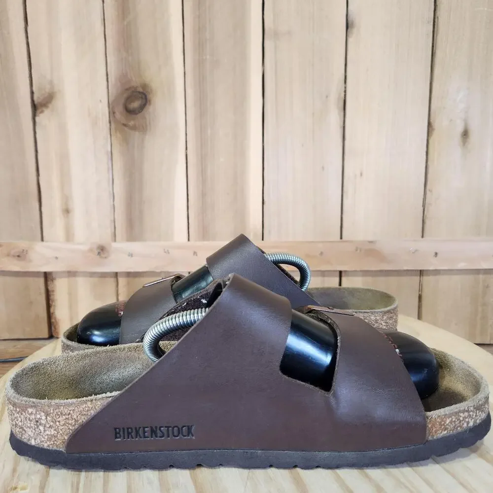 Birkenstock Arizona Sandals Shoes Womens 8 39 EU Brown Leather Slide Buckle